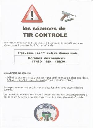 Les séances de tir contrôle au stand 25m